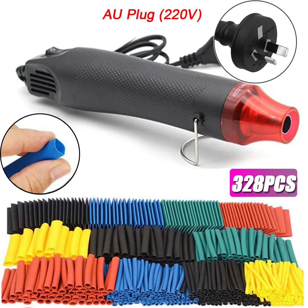 328/127/580PCS Heat Shrink Tubing Kit 2:1 Shrinkable Wire Shrinking Wrap Tubing Wire Connect Cover Protection with Hot Air Gun