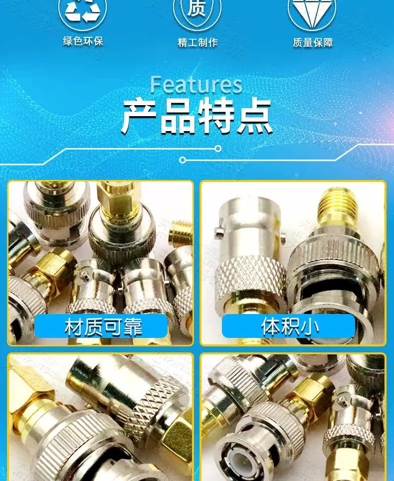 SMA Male Plug to BNC Female M/F Radio Antenna Connector RF Converter M/F Radio Antenna Adapters Kit Coaxial SMA to BNC Adapter