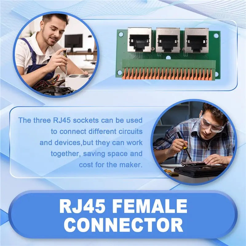 AT21-RJ45 Female Breakout Board,Solderless RJ45 To 8Pin Quick Spring Terminal,Three Ways RJ45 Female Connector With PCB Board