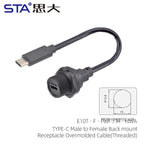 Type-C 3.0 IP67 Waterproof Connector Straight/Angled Male to Male/USB Adapter Molded Cable 0.5/1/2M Fast Charging 10Gbps PD 60W