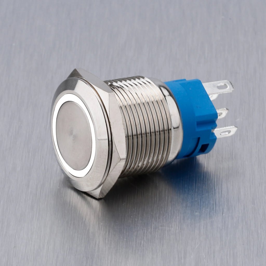 ABILKEEN 16/19/22MM LED Ring Light Metal Push Button Switch 1NO1NC/2NO2NC LED Ring Light Momentary/Latching Push Button Switch