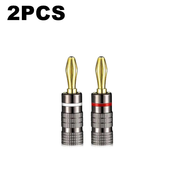 1-10PCS Dual Screw Locking 4MM Banana Plugs 24KGold Plated Copper OFC Speaker Connector for HIFI Audio System Terminal Adapter