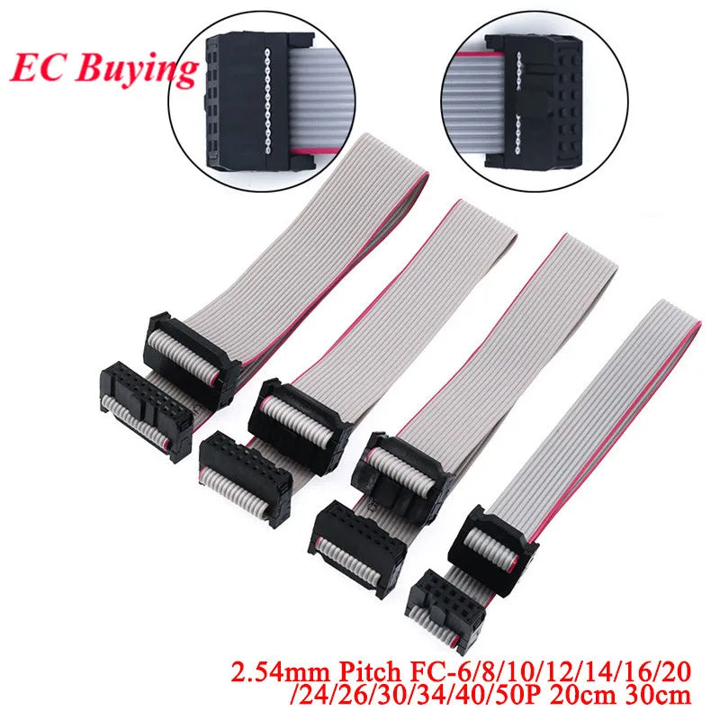 2.54mm Pitch FC-6/8/10/12/14/16/20/24/30/34/40/50 PIN JTAG ISP Download Cable Gray Flat Ribbon Data Cable for DC3 IDC Box Header