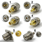 UHF to SMA Connector SO239 PL259 Male Plug & Female Jack 4Hole Flange RF Adapter Straight Brass for CB Radio/Walkie Talkie