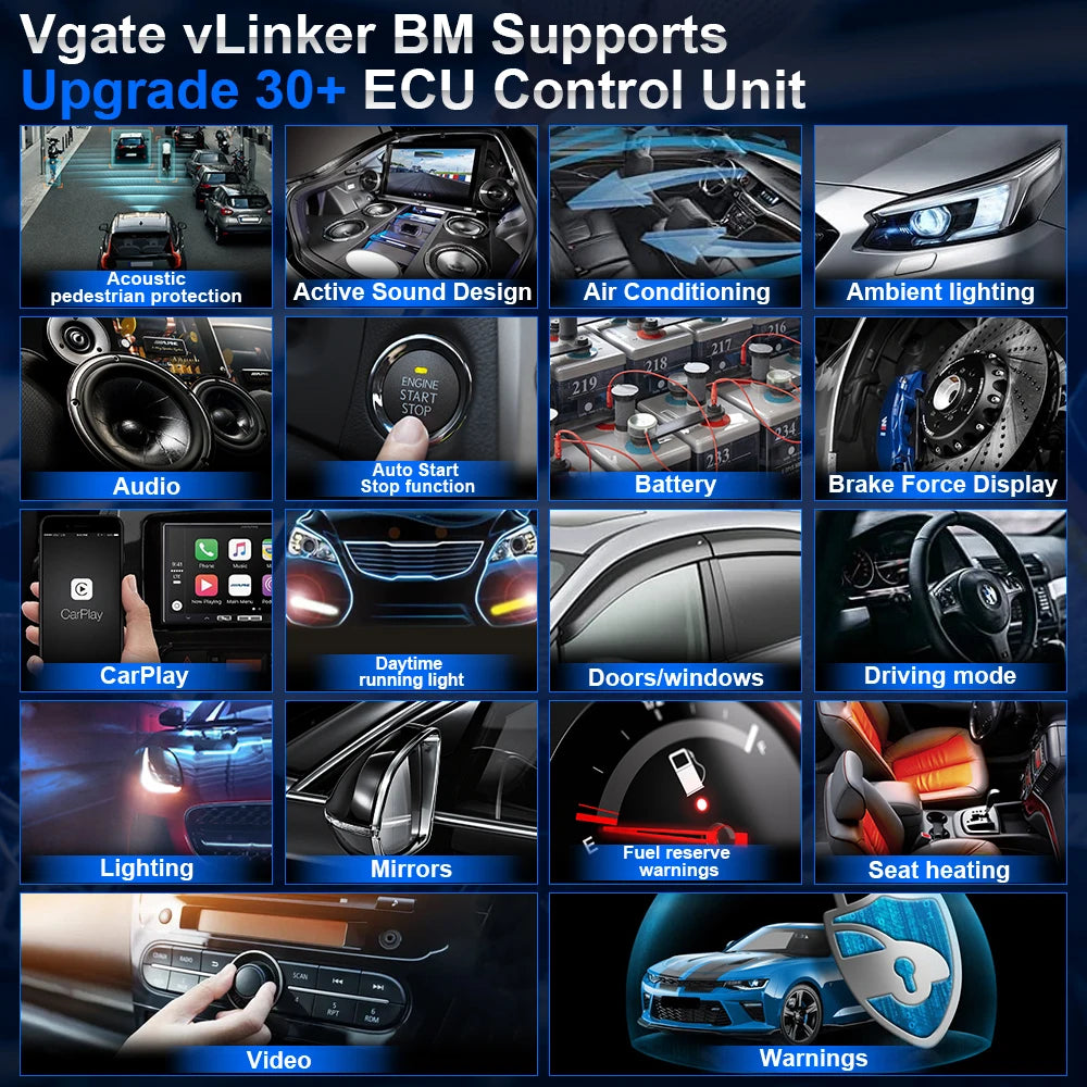 Vgate VLinker BM+ ELM327 V1.5 OBD2 Car Diagnostic Tool V1 5 Bluetooth 4.0 for Android iOS Auto Scanner for Bimmercode BT 4.0/3.0