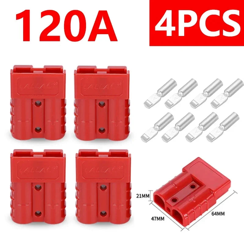 2Pairs（4PCS) High Current  Plugs 50A & 120A - Silver Plated Copper Connector Kit for Winch Motor Wiring 12-36V