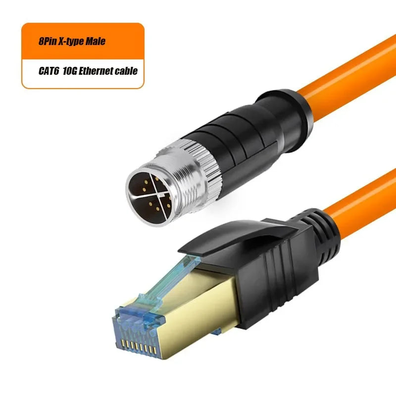 Waterproof M12 to RJ45 Network Line ip67 CAT7/CAT6A RJ45 to 4Pin 8Pin A/D/X Type Encoded Connector Cable Double Shielded Wire