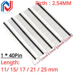 10PCS 1X40 Pin Single Row MALE 2.54MM PITCH 11MM/15MM/17MM/21MM/25MM LONG PIN Header Connector Strip 1X40pin 1*40 40P 40Pin
