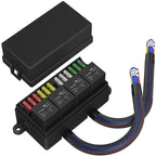 DaierTek 12V Fuse Relay Box Pre-Wired Fuse and Relay Box with 4 Relay 12 Way ATC/ATO Fuses Sealed 12V Relay Fuse Box for Car