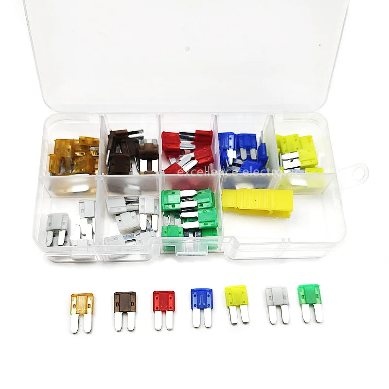 35/70/105pcs Mini M2 Car Fuse Long Foot Insert 5A 7.5A 10A 15A 20A 25A 30A with Puller Tool for Car Boat Truck SUV Automotive