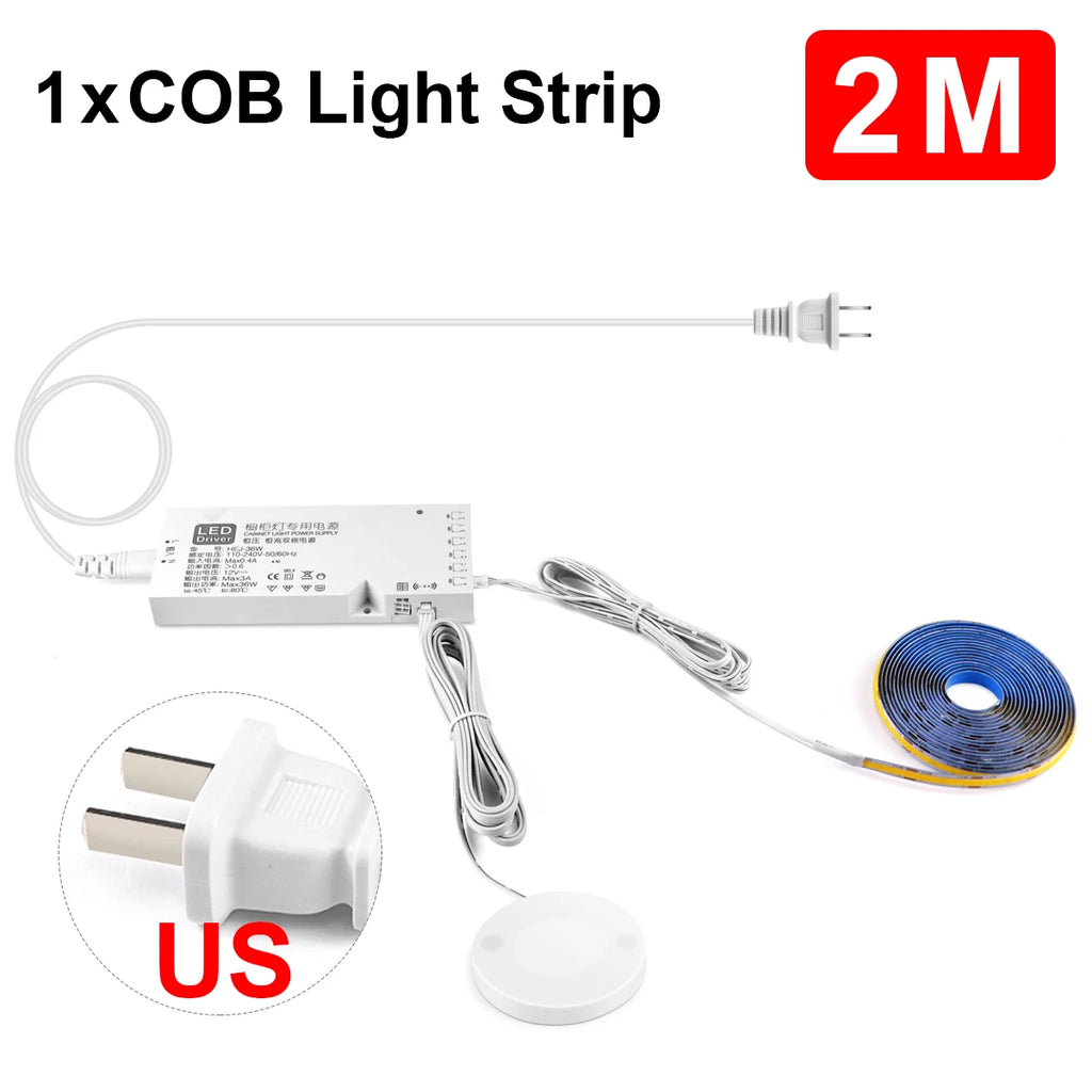 Smart Penetrable Wood COB LED Strip Touch Sensor Light 320Leds/m Warm/Neutral White Parallel Lights Kitchen Backlight Lighting