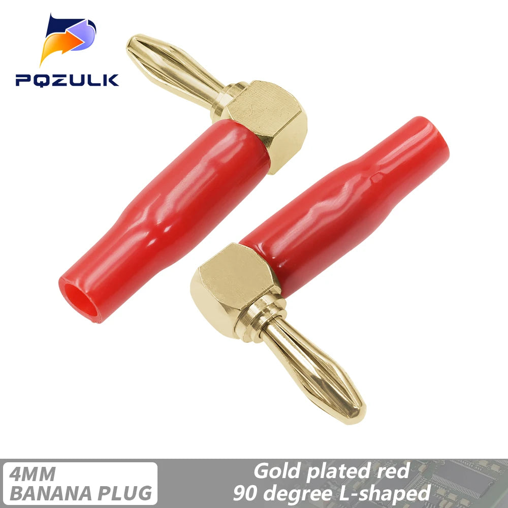 1PCS 4mm L-shaped Right Angle Banana Plug Soft Plastic Shell 90 Degree Banana Connector Red Black for Audio Video Speaker