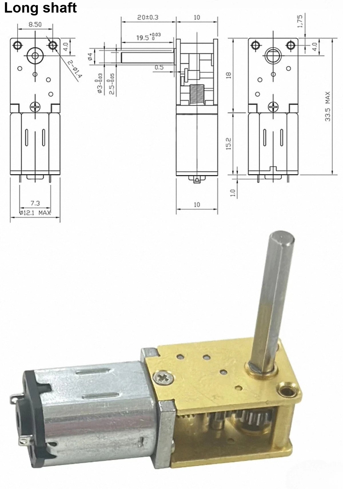 1pc Self Locking Worm Gear 1218-N20 Miniature DC Reduction Gear Motor 12V Low-speed Single Shaft Dual Shaft Motor