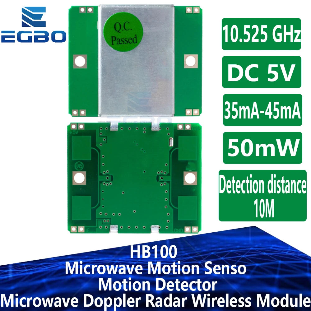 1~10PCS EGBO Microwave Doppler Radar Wireless Module Motion Sensor HB100, Microwave Motion Sensor, Motion Detector