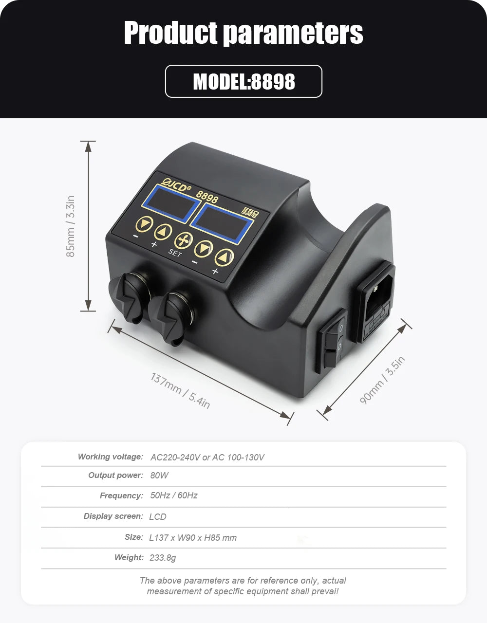 JCD 8898 Soldering Station 2 In 1 Soldering Iron Hot Air Rework Welding Station with Sleep Mode For BGA PCB IC SMD Repair Tools