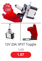 New 20A 12V LED toggle switch Illuminated Toggle Switch Control ON/OFF + Aircraft Missile Style Flip Up Cover XW