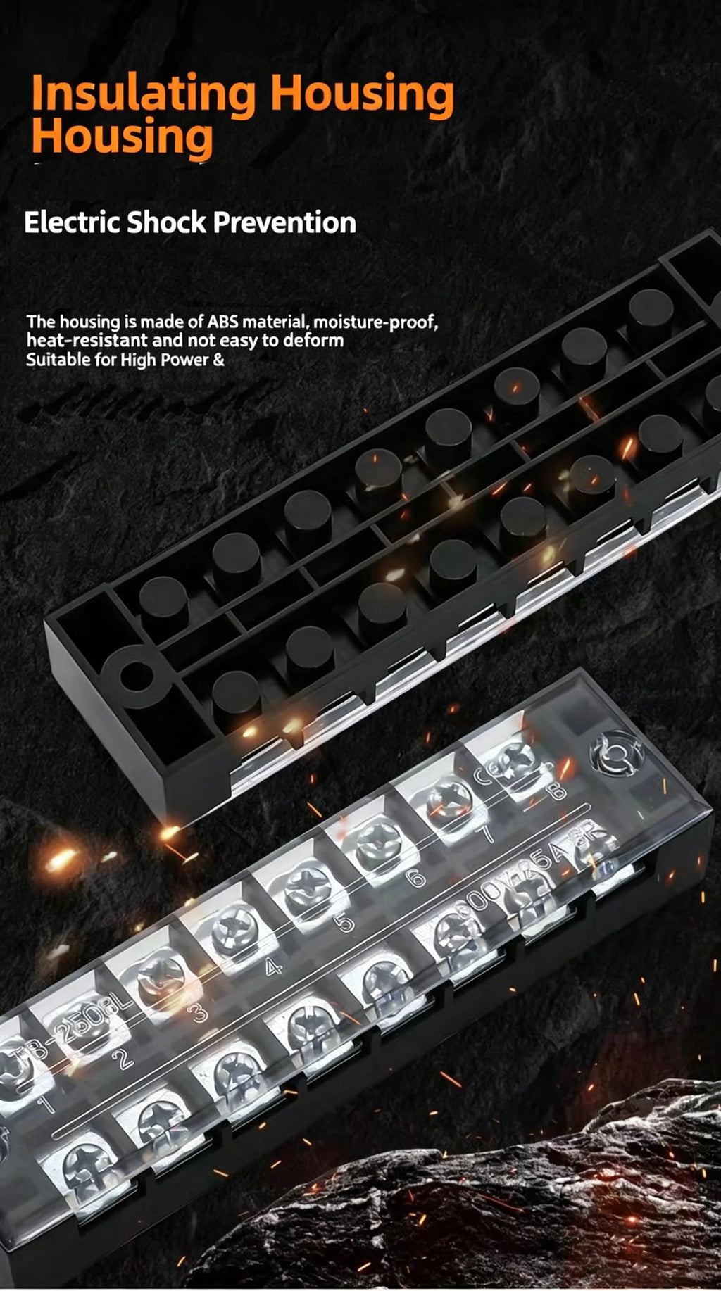 Dual Row Strip Screw Terminal Block TB1503-TB151 15A  Fixed Wiring Board Wire Connector for Electronic Components
