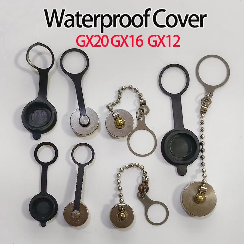 GX12 GX16 GX20 Aviation Circular Plug Socket Waterproof Dust Cable Connector Metal Leather Chain Protective Sleeve Cap