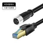 M12 Sensor Connector Wire CAT6 4Pin 8Pin A/D/X Code to RJ45 Adapter Ethernet Cable Industrial Camera Shielded Twisted Pair Line