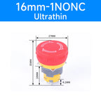16mm 22mm Ultra Thin Plastic emergency stop button mushroom emergency switch self-locking stop charging pile power outage on off