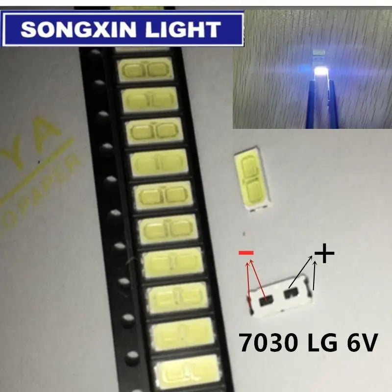 50pcs FOR TV 7030 SMD LED High Power Cold White Diode 110LM 6V TV Television Backlit Super Bright Diodo LED SMD 7030 Cool White