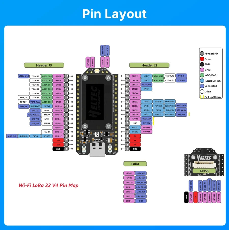 LORA 32 Heltec WiFi LoRa32 V4  & V3  Node Arduino Board LoRa 32 SX1262 ESP32-S3 Wifi BLE SMA Antenna for Meshtastic IoT Tracker