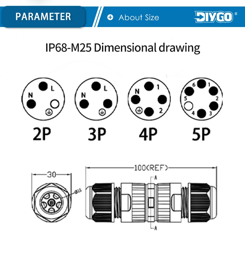 M25-2/3/4/5 Pin IP68 Push-In Spring Splice Terminal Blocks With Lever Quick Wire Connector Outdoor Waterproof Junction Box