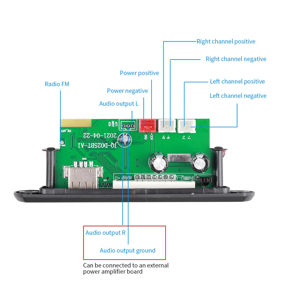 2*40W 80W Amplifier Bluetooth MP3 Decoder Board Handsfree mp3 Player 5V-26V 12V Car FM Radio Module AUX TF/U-Disk For Speaker
