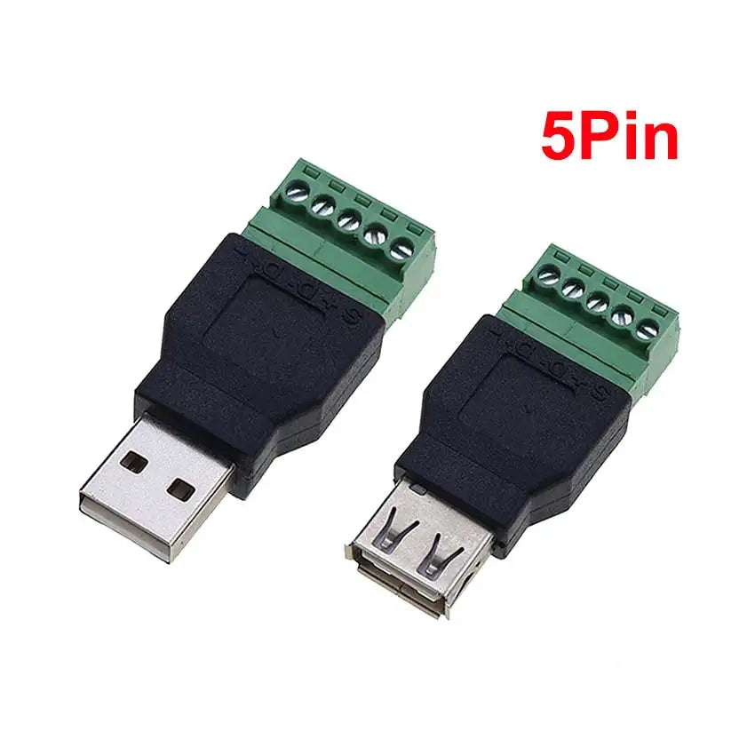USB 2.0 Connector Avoid Welding Plugs USB Type A Male Female to 4Pin 5pin Screw Terminal Socket Adapter Plug For Computer TV