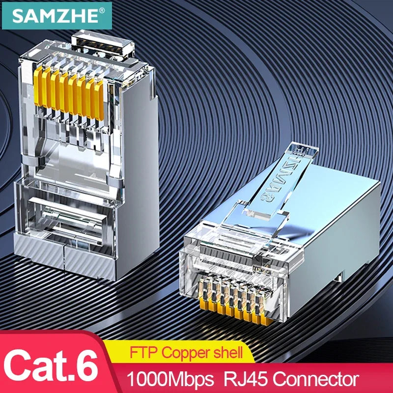 SAMZHE Cat6 RJ45 Connector 8P8C Modular Lan Cable Head Plug  Cat 6 Crimp Network RJ 45 for Ethernet
