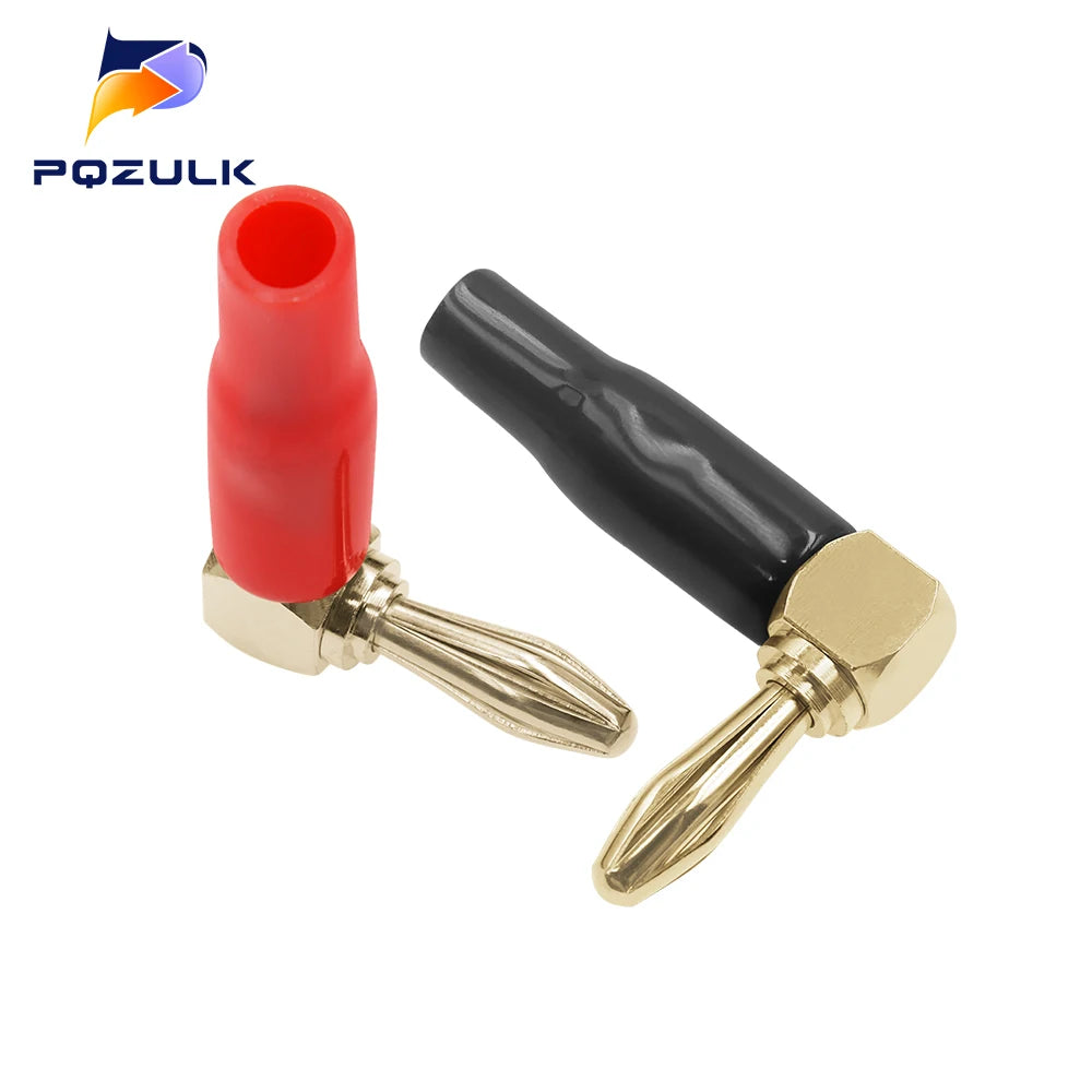 1PCS 4mm L-shaped Right Angle Banana Plug Soft Plastic Shell 90 Degree Banana Connector Red Black for Audio Video Speaker
