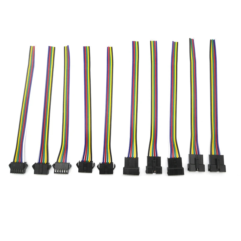 30/50/100pairs 2pin 3pin 4pin 5pin 6pin 15cm JST SM Connector Quick Male/Female Extension Cable For Lamp Driver CCTV Led Strip