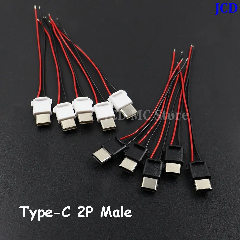 Type-C Welding Wire Type Male Waterproof 2-Pin with Wire 5A High Current Plug Waterproof Connector with Resistors Capacitors