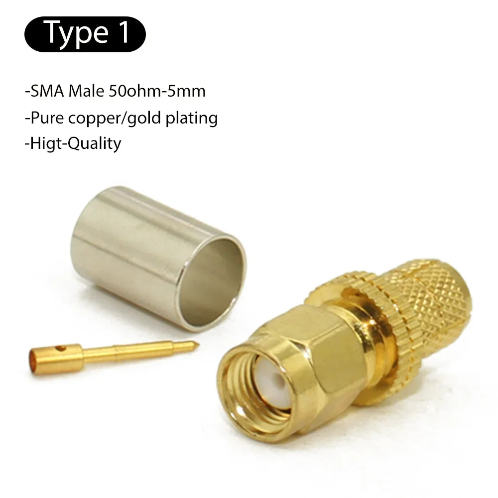 SMA RPSMA Male Plug Female Jack Crimp RF Coaxial Connector Bulkhead RP SMA 5D-FB 50-5 RG5 RG6 LMR300 Cable Wire Terminals 50ohm