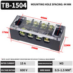 1PCS -TB1504 Dual Row Thick Copper Screw Terminal Block Flame Retardant Grounding Strip Wire Connector Durable 600V 15A