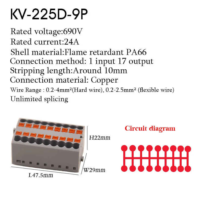 Wire Electrical Cable Connectors PTFIX 2.5mm² Terminal Block Plug-in Splitter Spliceable DIN-Rail Junction Box Connection Tools