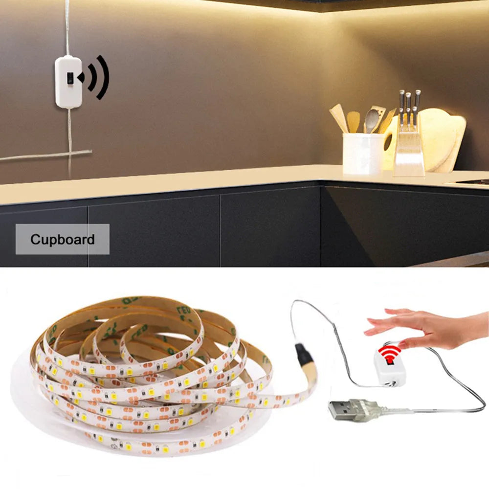 5V USB LED Strip Light Battery Power SMD 2835 3528 60LED 1m 2m 5m White Warm Red Blue Green Ribbon Cabinet Lights Night DC5V
