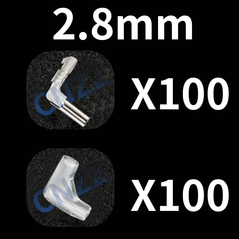 100/200Pcs Gold/Silver Electric Flag/Right Angle Crimp Terminal Wire Connector  Set2.8 4.8/6.3mm Female+sheath  Brass Car ZiiZ