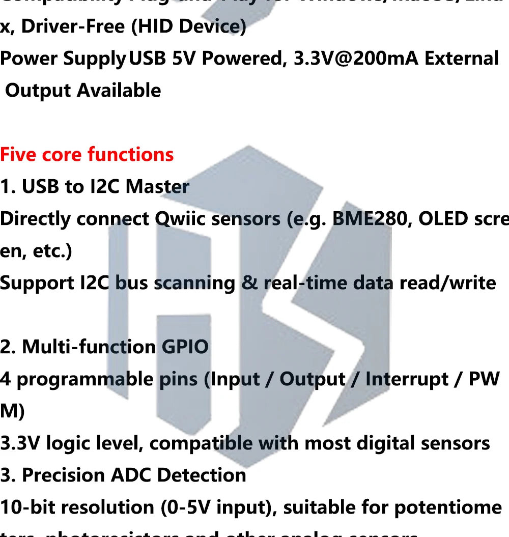 MCP2221A Type-C Signal Converter Board STEMMA QT Qwiic USB Measurement Module for Arduino