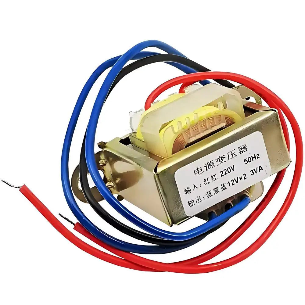 AC220V to Dual 12V Power Transformer 3W, EI Isolation Voltage Stabilizing Transformer for Audio Amplifier Speaker Power Supply