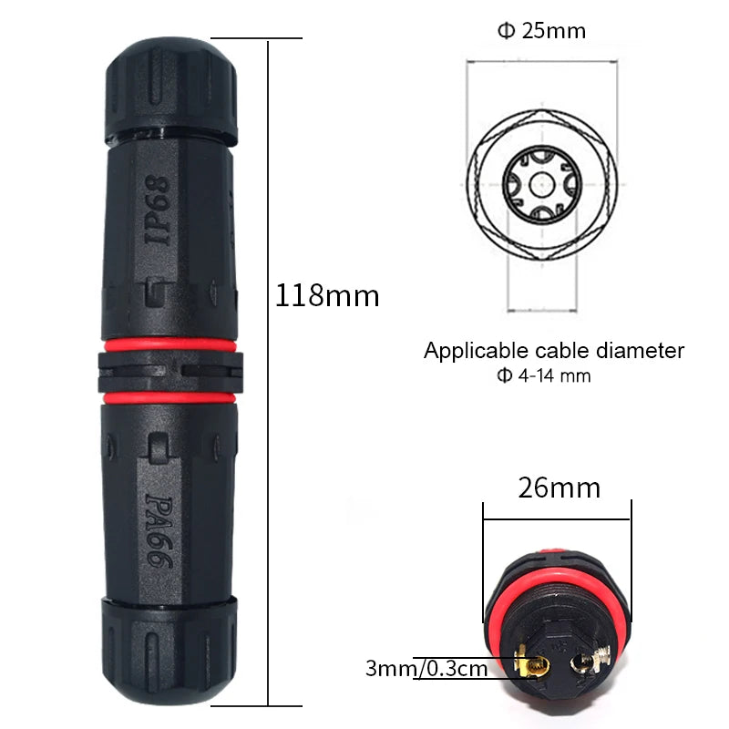 IP68 Electrical Waterproof Connector Wire Cable 2/3/4/5 Pin Outdoor Plug Straight Quick Screw Conductor Connector