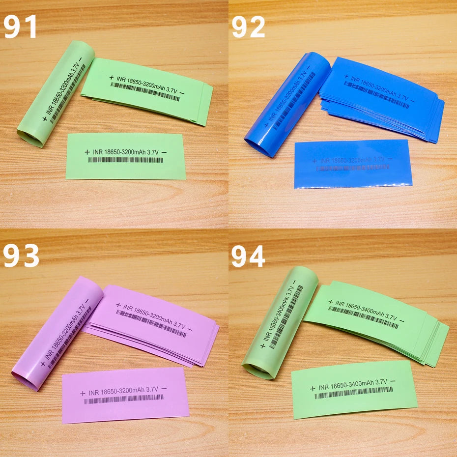 100pcs/lot Battery packaging skin 18650 lithium battery PVC heat shrinkable sleeve packaging skin shrink film insulation sleeve