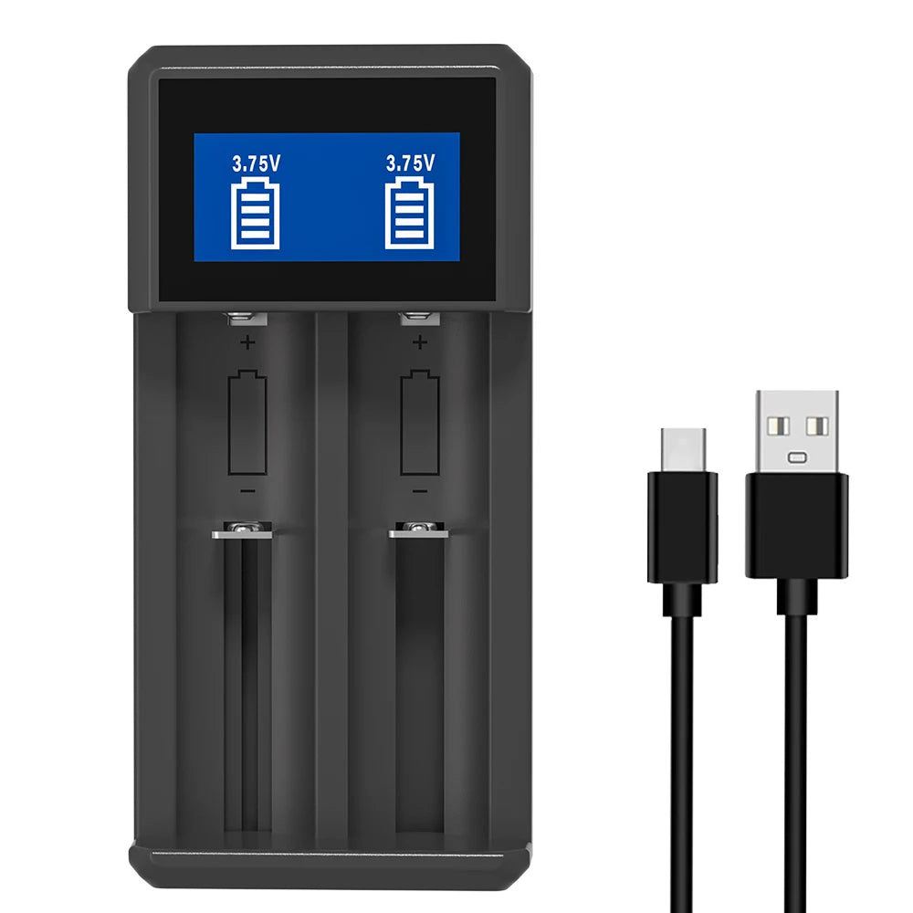 PHOMAX USB LCD Battery Smart Charger 2/4 Slots Dual For 18650 3.7V Rechargeable Lithium Battery For 1.2V NI-MH AA / AAA Battery