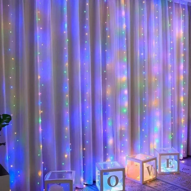 USB Curtain Lights - 8 Lighting Modes LED Fairy String Light for Christmas Halloween New Year Wedding Party Home Garden Decor