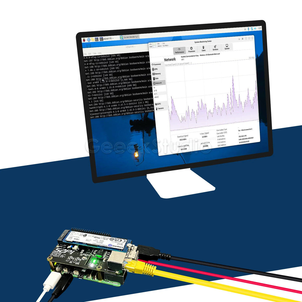 W01 U2500 USB 2.5G ethernet + NVME HAT for Raspberry Pi 5
