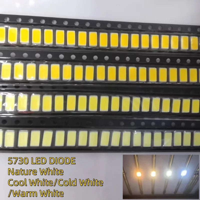 SAMIROB 100Pcs 5730-CW WW 0.5W-150Ma 50-55lm White Light 3000K 4000K 6000K 95000K SMD 5730 5630 LED 5730 diodes  3.2 - 3.4V