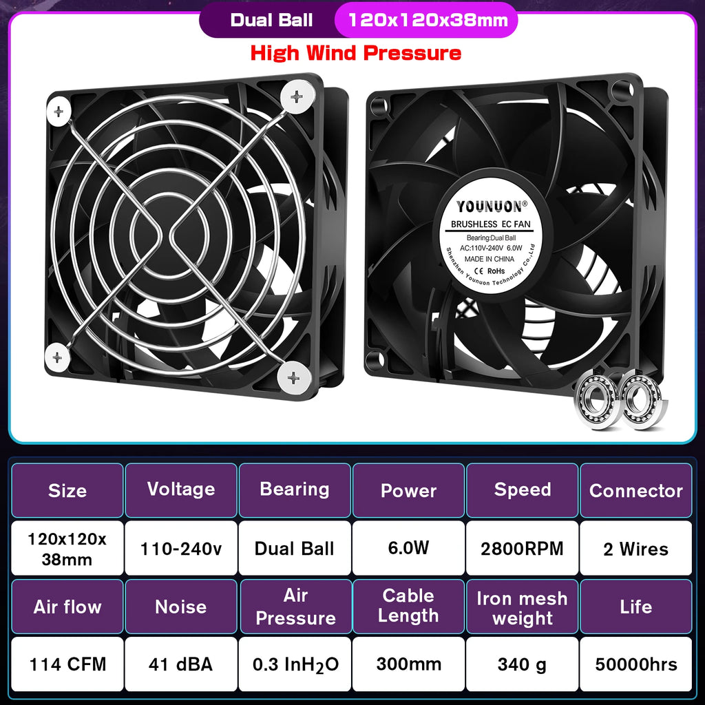 1PCS EC Brushless Fan 6025/8025/9225/12025/12038/12032 AC 110V 115V 120V 220V 240V Cooling Cooler Fan AC Axial Fan
