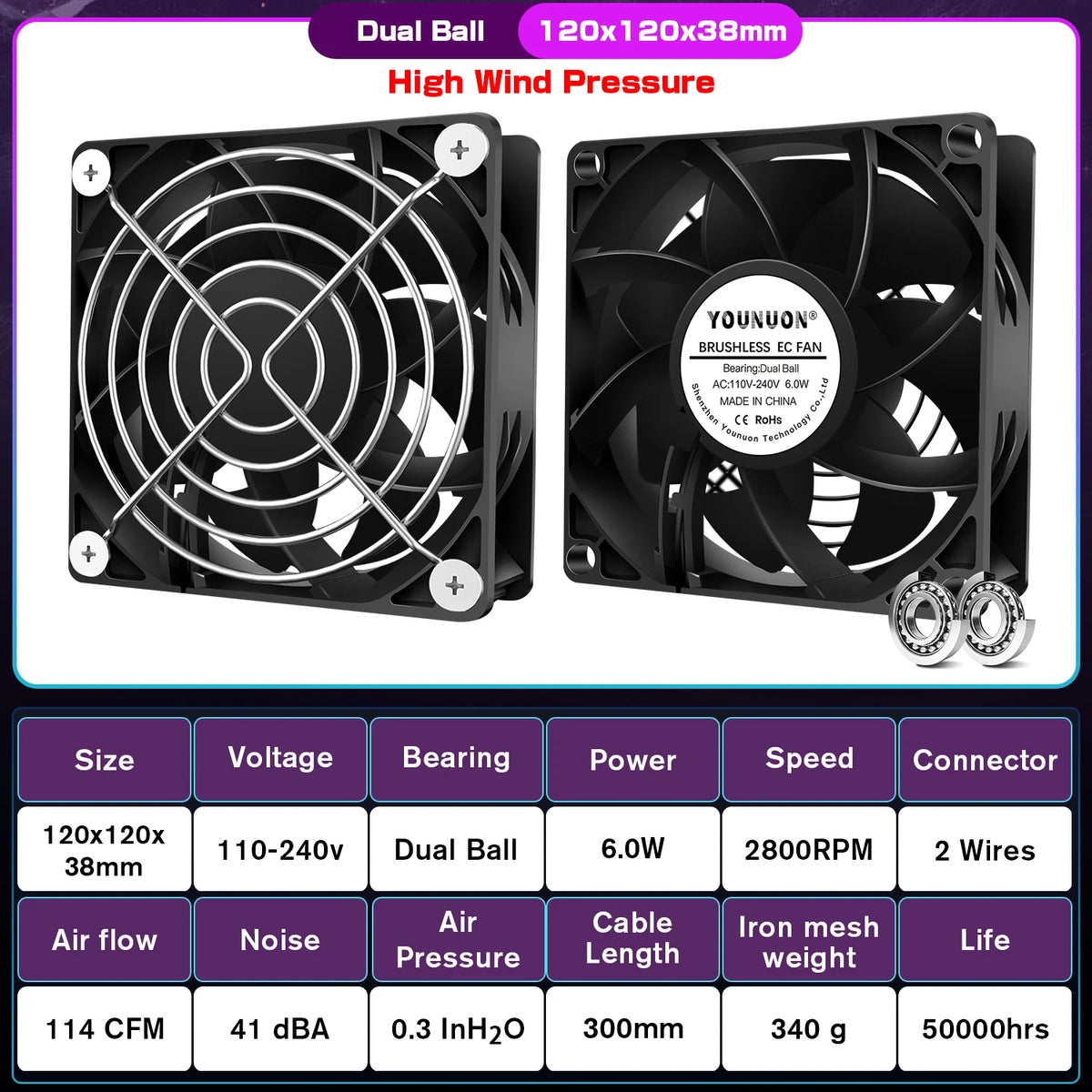 1PCS EC Brushlee Fan 6025/8025/9225/12025/12038/12032 AC 110V 115V 120V 220V 240V Cooling Cooler Fan