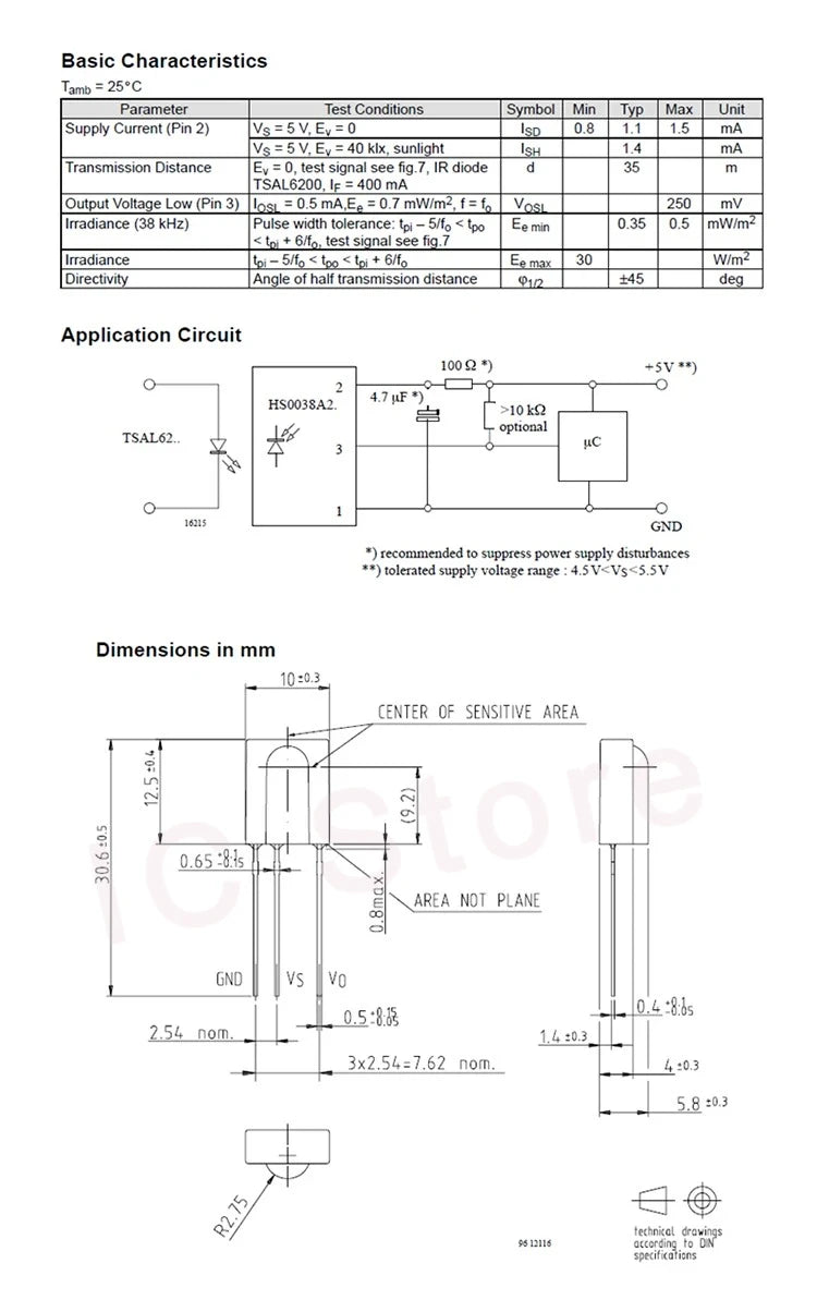100PCS HS0038 CHQB VS1838B IR Infrared Receiver TL1838 VS1838 1838 HX1838 VS0038 Remote Receiver Tube Head