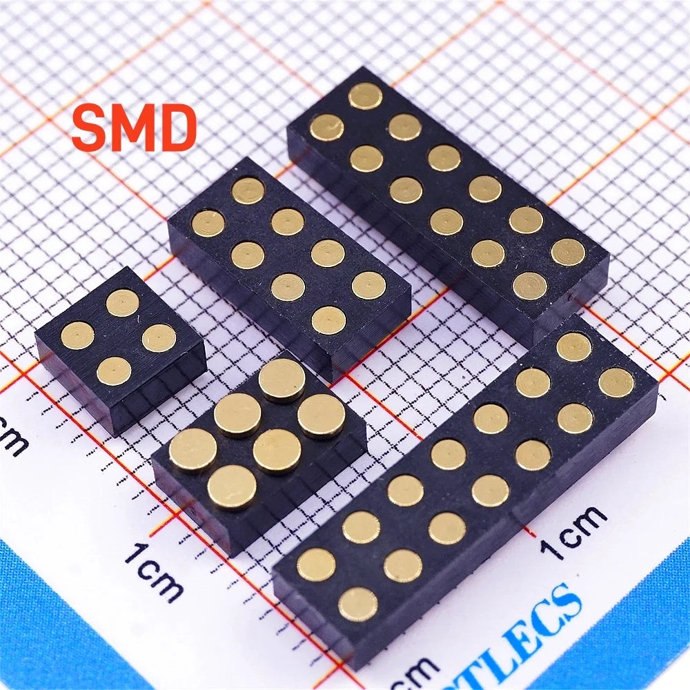 5Pcs Target PAD Connector 2.54 Grid 4 6 8 10 12 14 16 20 Pole Female Spring Pogo Pin Header Socket Power Charge DIP SMD Dual Row